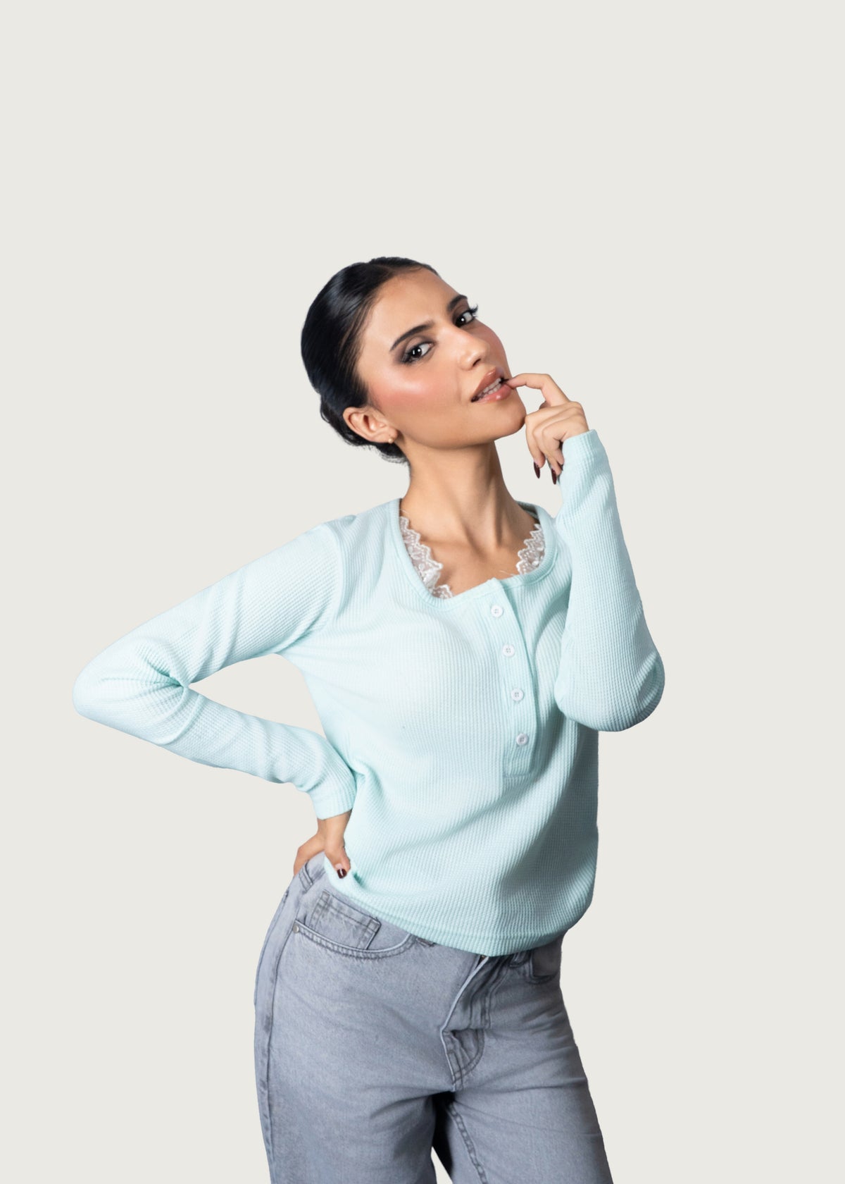 Blue Lace Henley