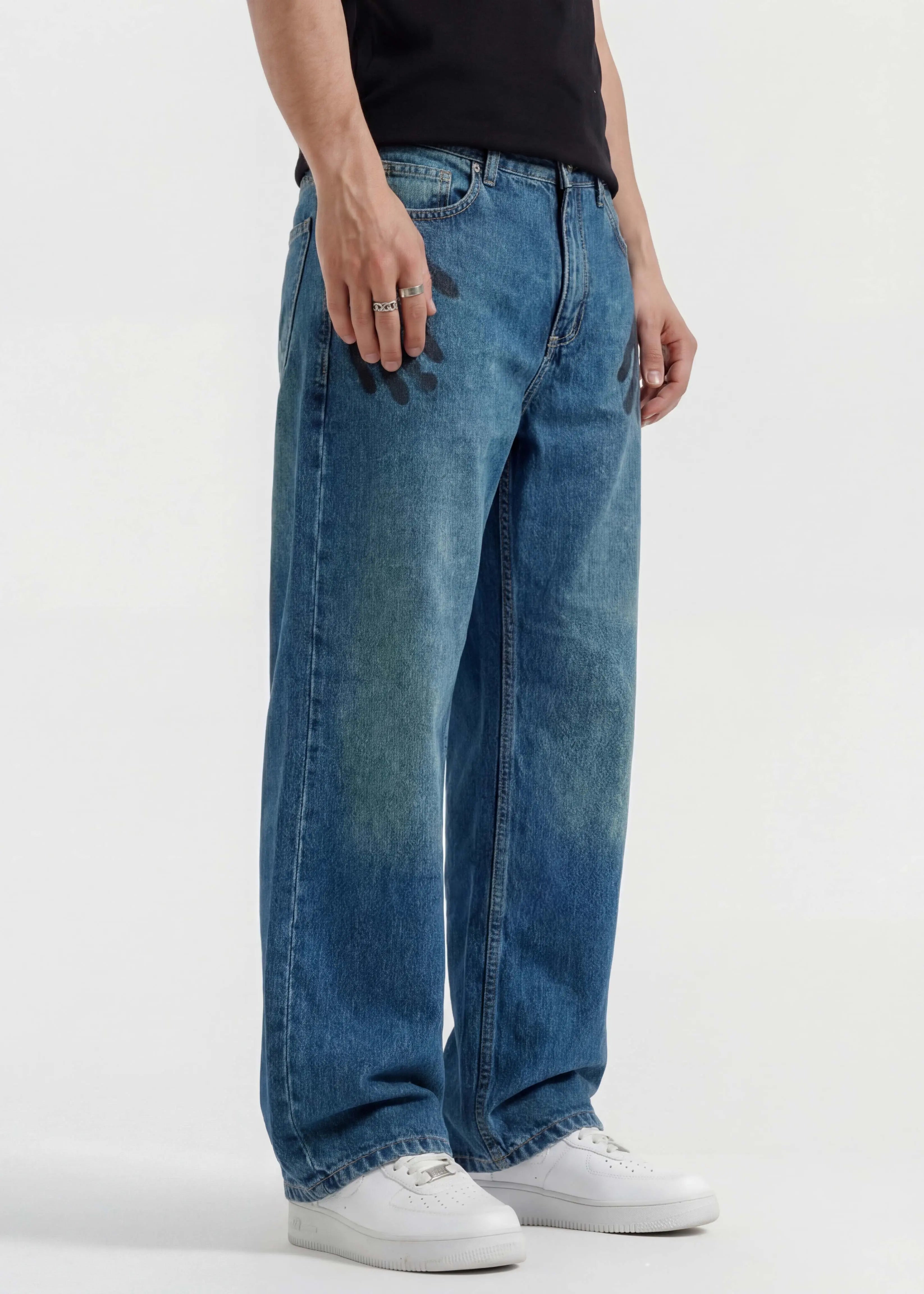 Light Blue Pine Tinted Baggy Jeans - Zyric