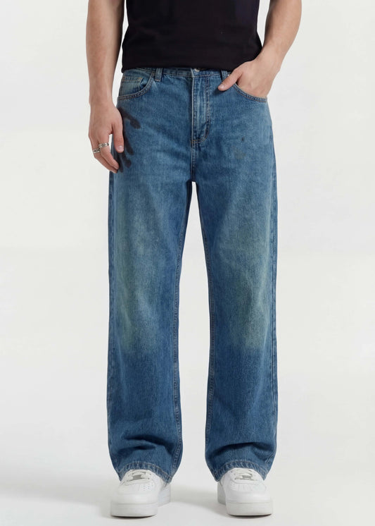 Light Blue Pine Tinted Baggy Jeans - Zyric