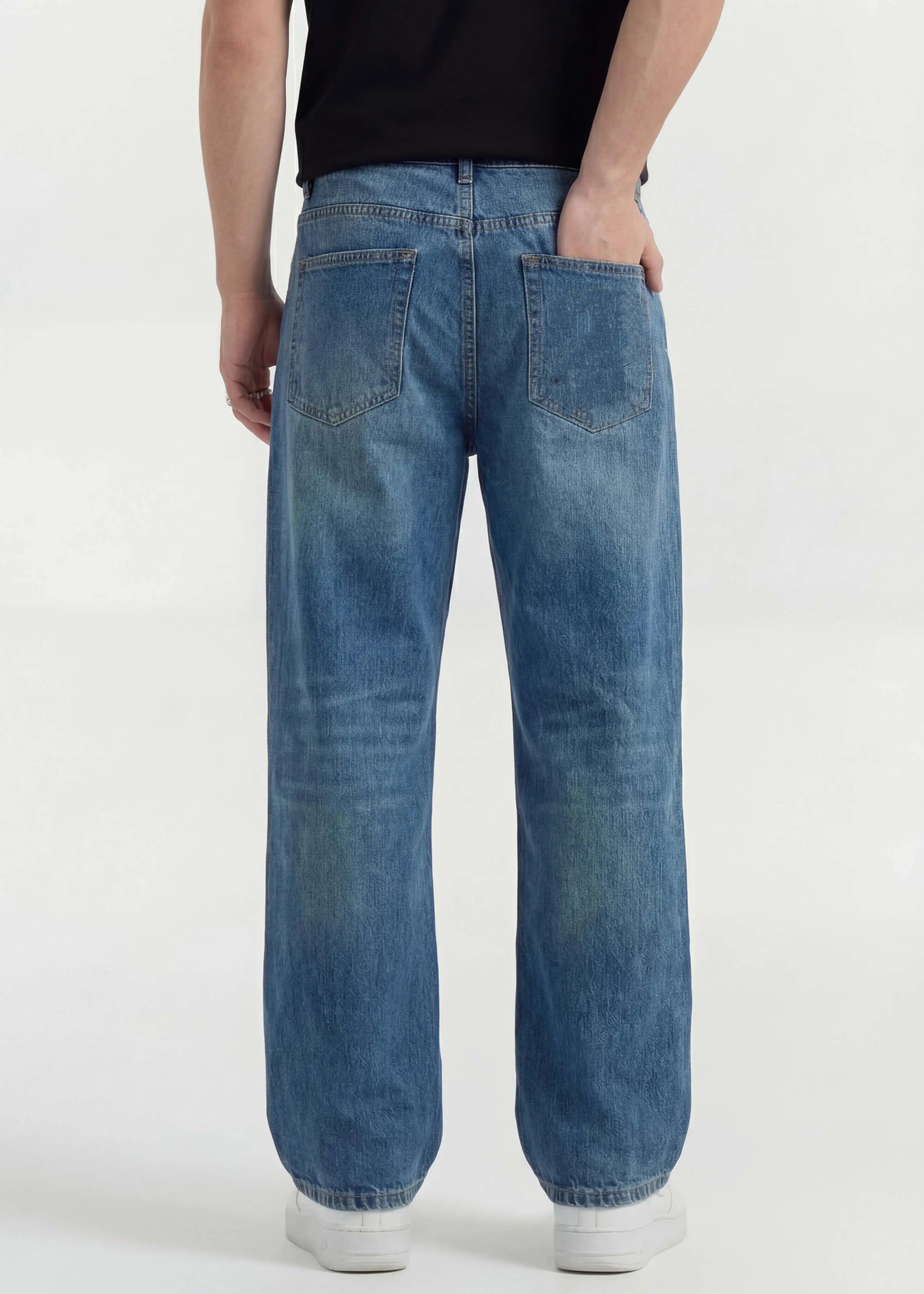 Light Blue Pine Tinted Baggy Jeans - Zyric