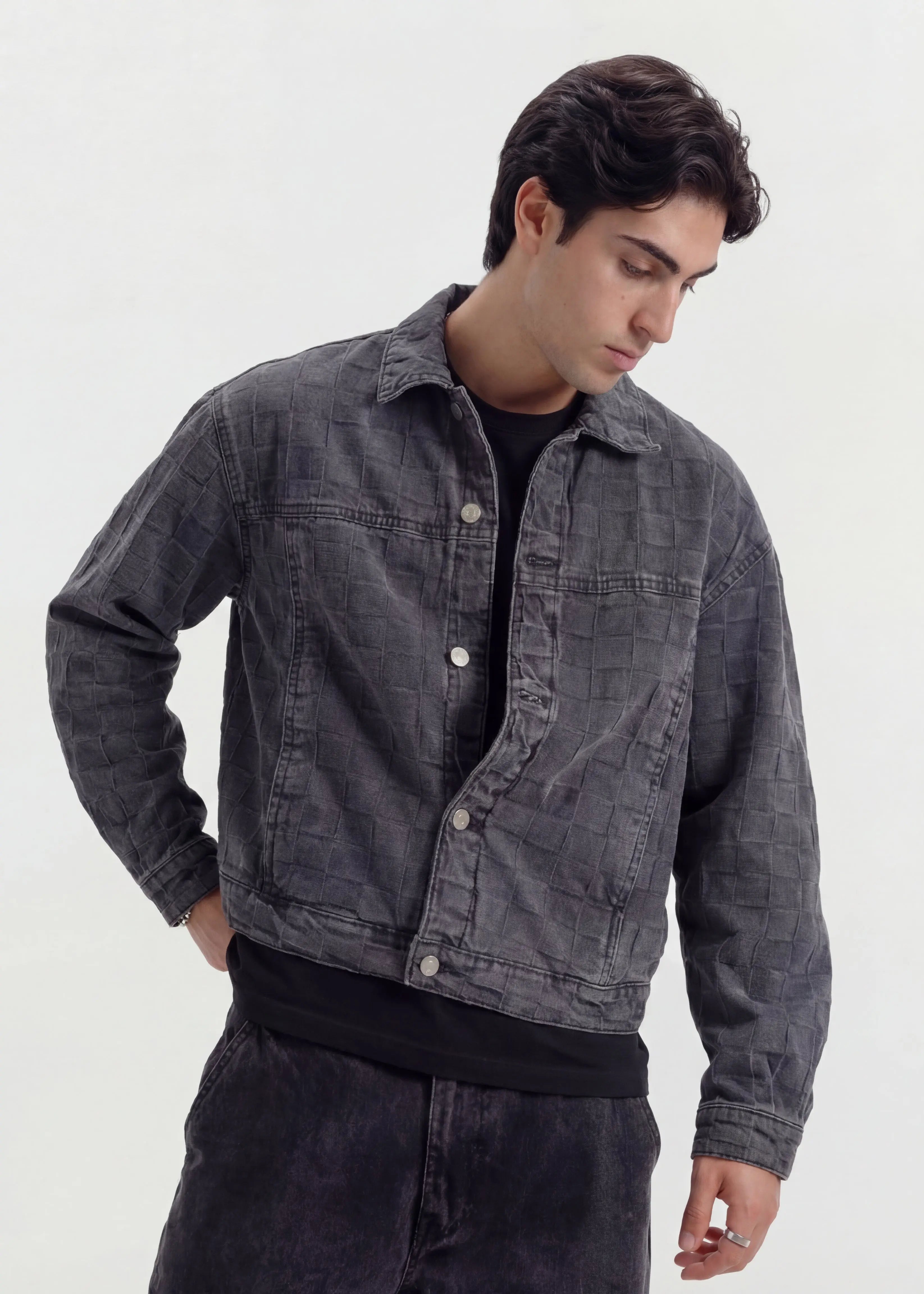 Ash Grid Denim Jacket - Zyric
