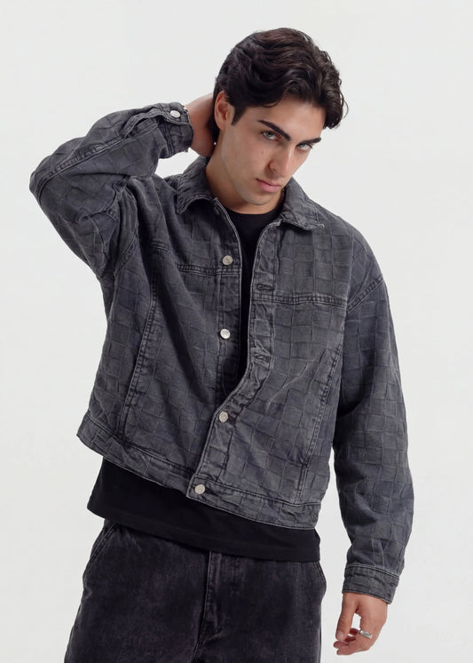 Ash Grid Denim Jacket - Zyric