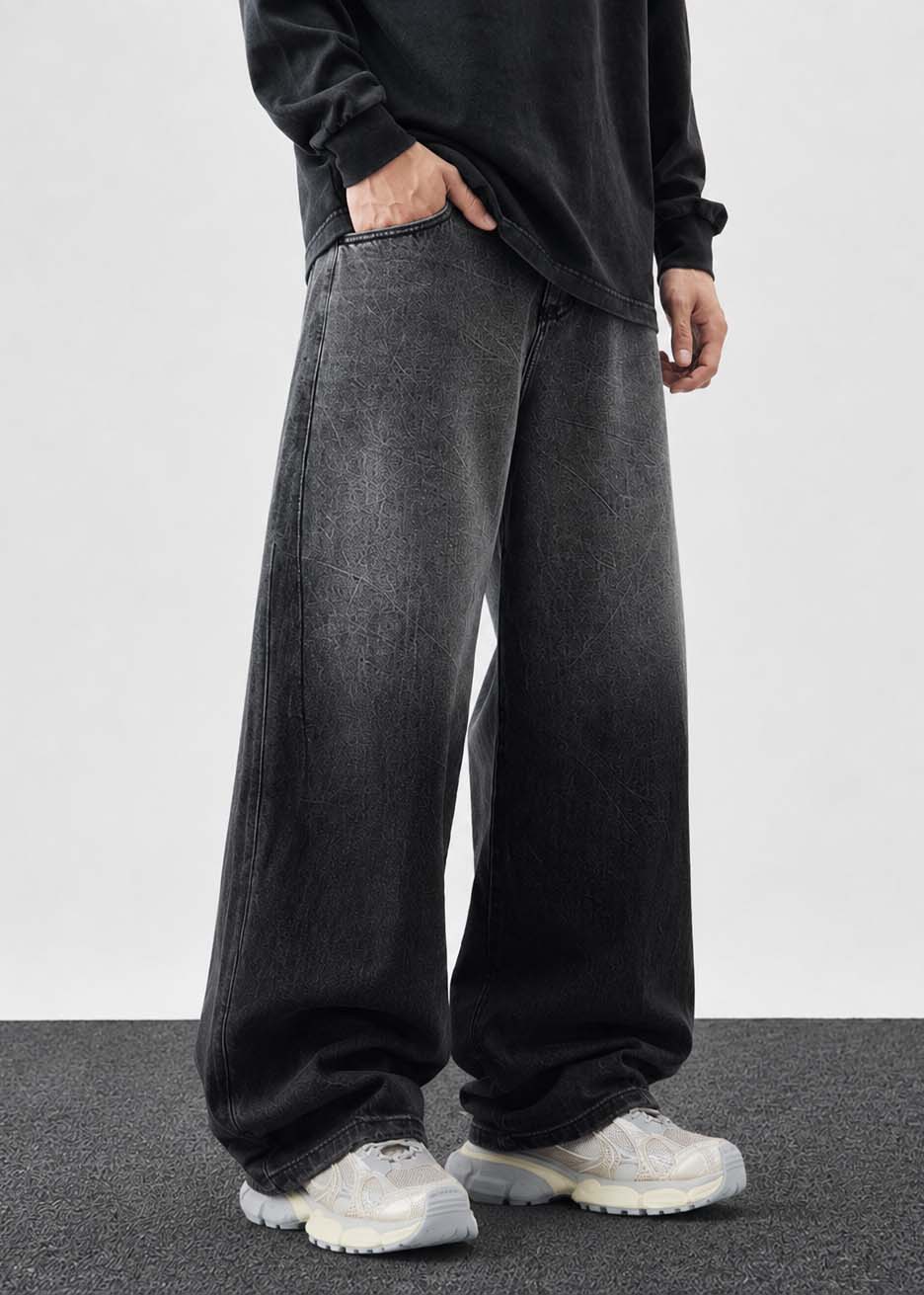 Black Sprayed Baggy Jeans