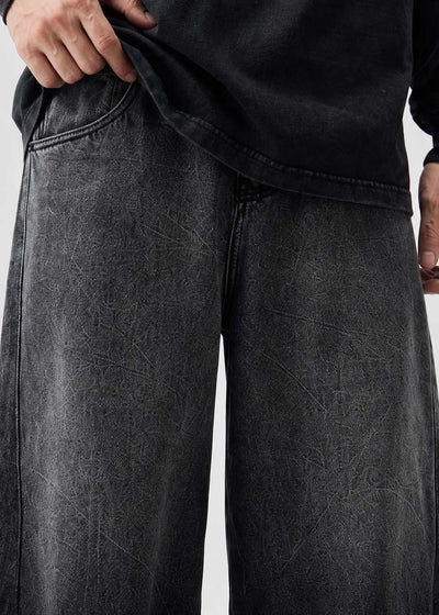Black Sprayed Baggy Jeans