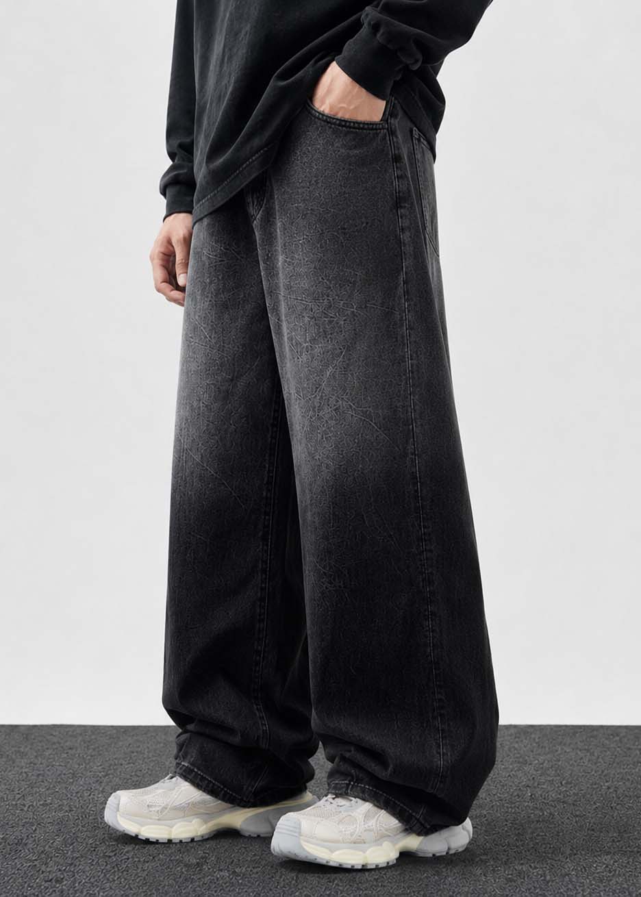 Black Sprayed Baggy Jeans