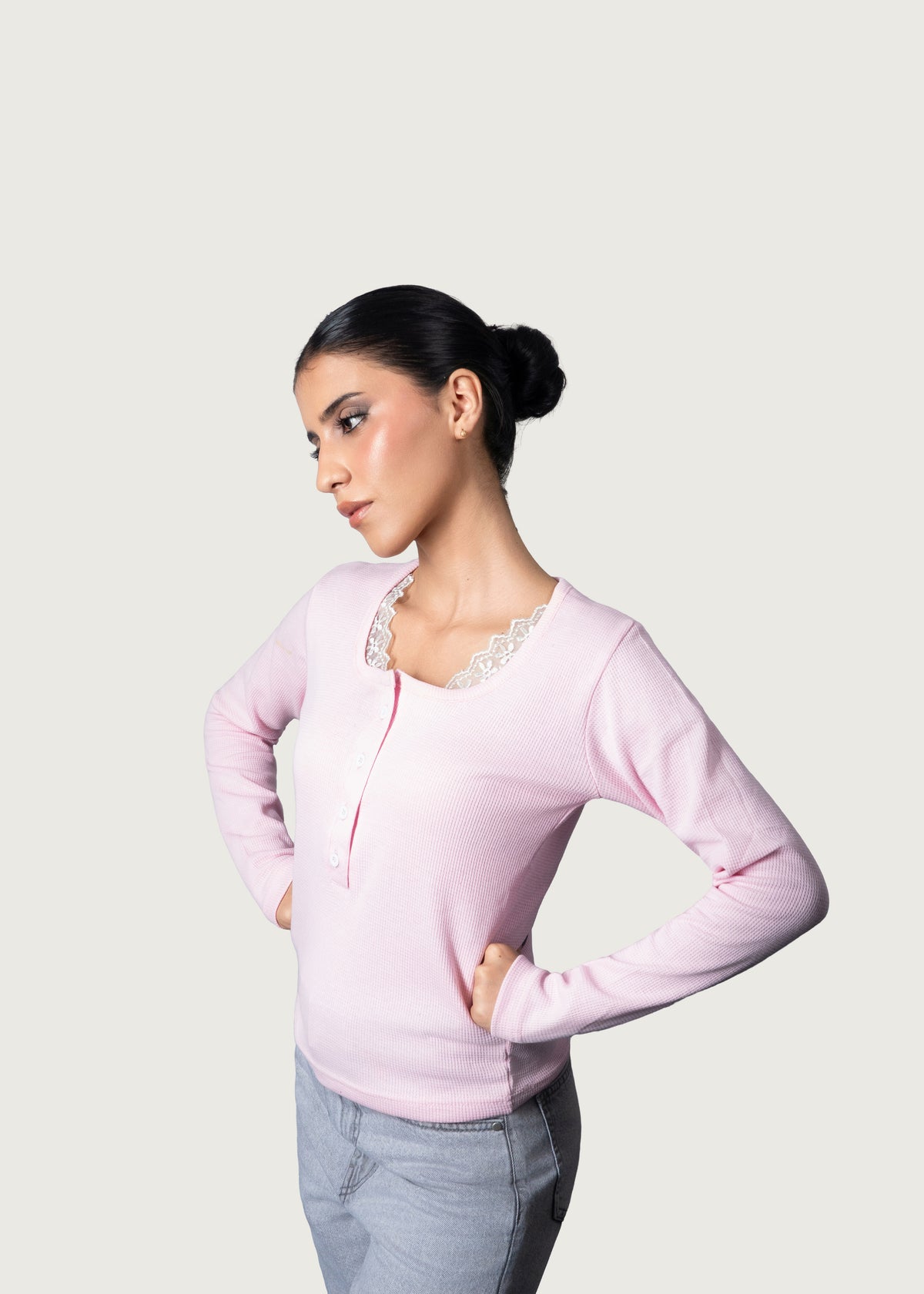 Pink Lace Henley