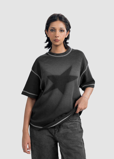 Stencil Star Tee - Black