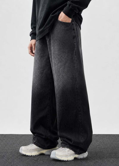 Black Sprayed Baggy Jeans