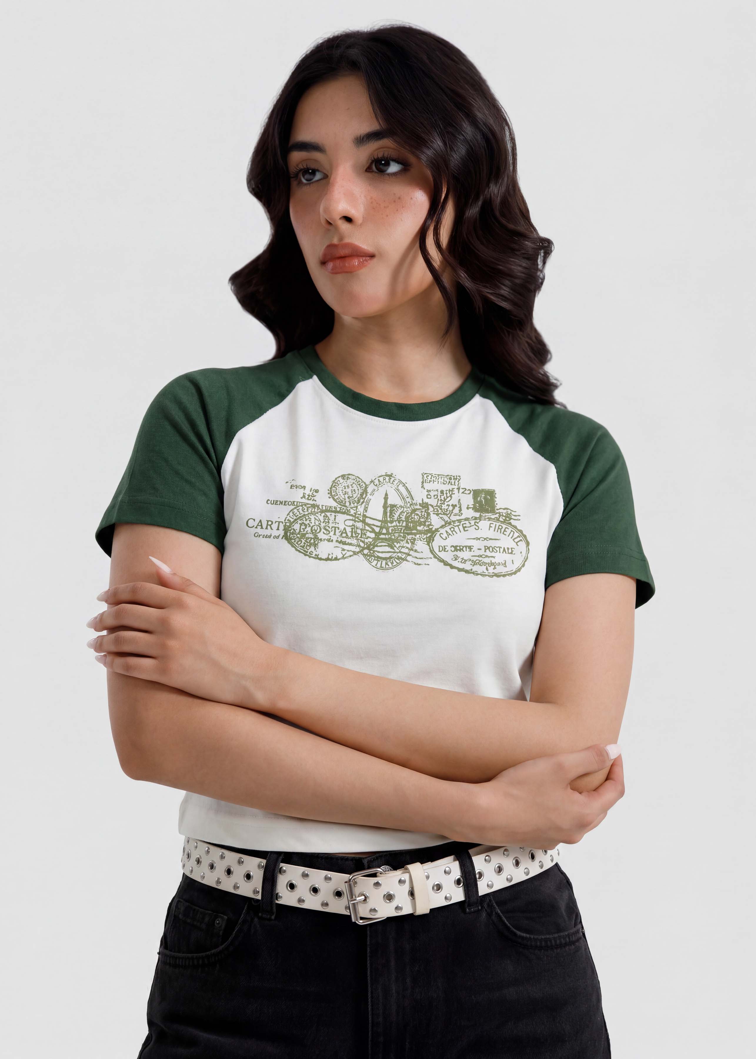 Stamp Raglan Baby Tee