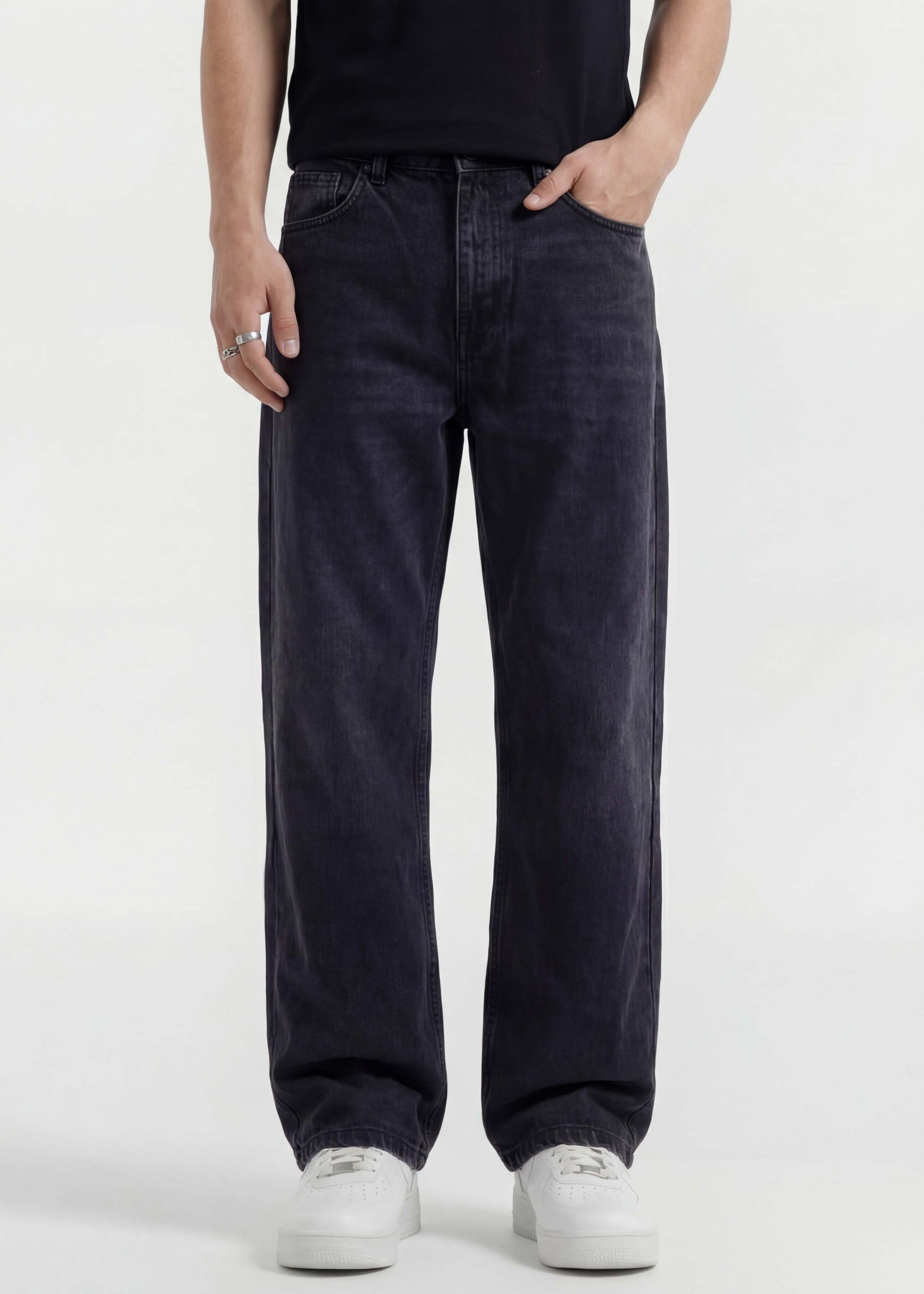 Charcoal Wash Baggy Jeans