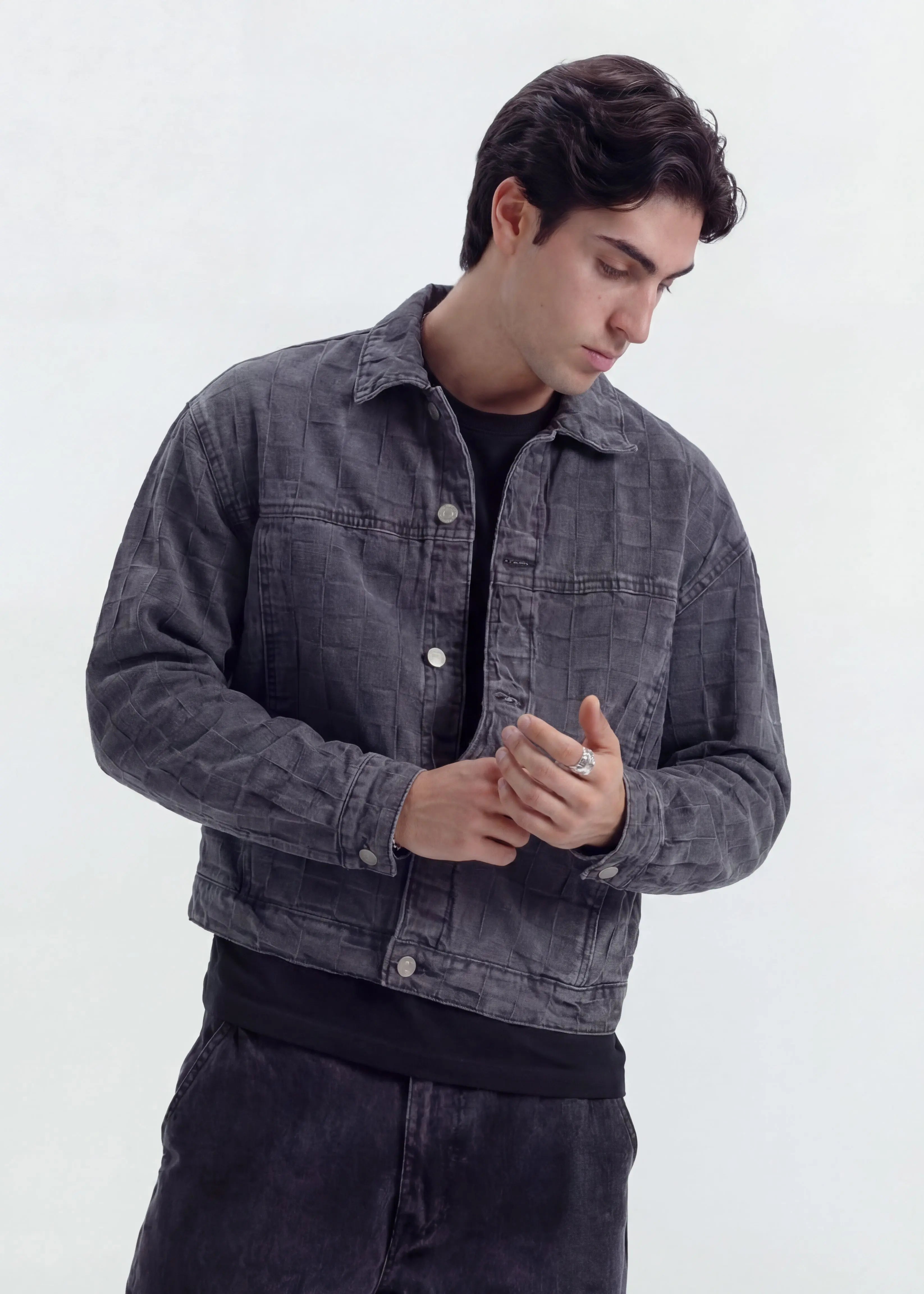 Ash Grid Denim Jacket - Zyric